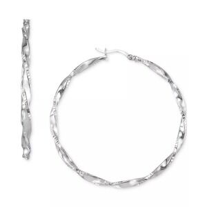 Macy's Two-Tone Twisted Hoop Earrings – Sterling Silver 45mm